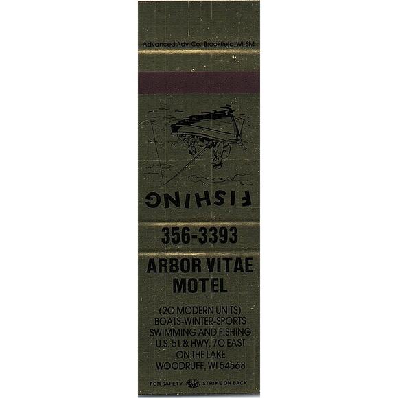 Arbor Vitae Motel Fishing 20 Modern Units Vintage Matchbook Cover STE2-MN-A2 - Picture 1 of 2